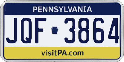 PA license plate JQF3864