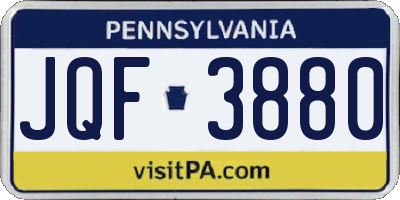PA license plate JQF3880