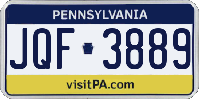PA license plate JQF3889