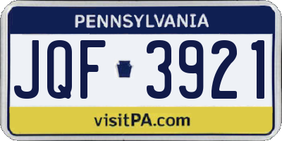 PA license plate JQF3921