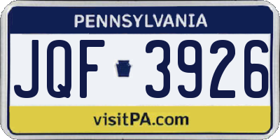 PA license plate JQF3926