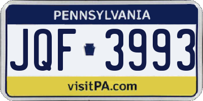PA license plate JQF3993