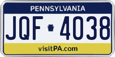 PA license plate JQF4038
