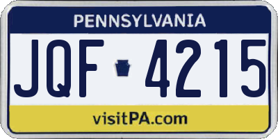 PA license plate JQF4215