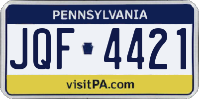 PA license plate JQF4421