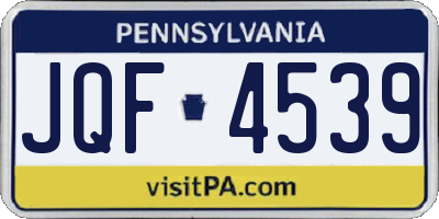 PA license plate JQF4539