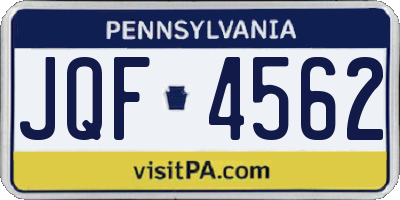 PA license plate JQF4562