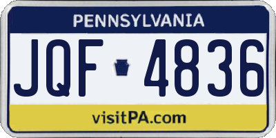 PA license plate JQF4836