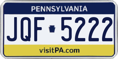 PA license plate JQF5222