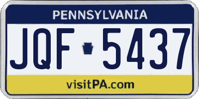 PA license plate JQF5437