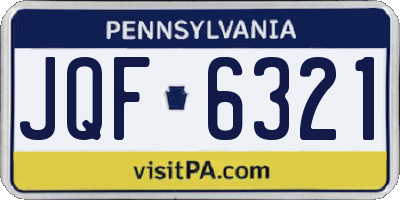 PA license plate JQF6321