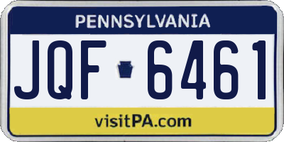 PA license plate JQF6461