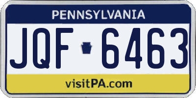 PA license plate JQF6463