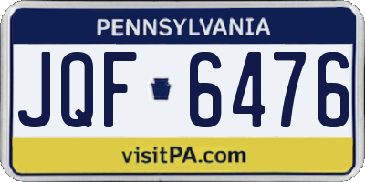 PA license plate JQF6476