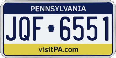PA license plate JQF6551