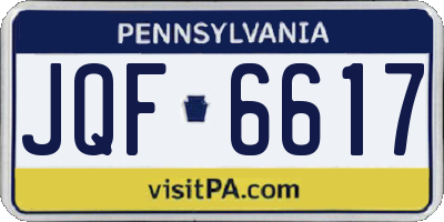 PA license plate JQF6617