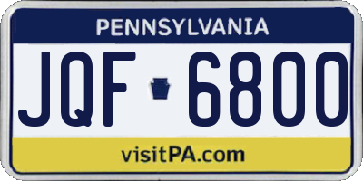 PA license plate JQF6800