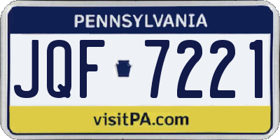 PA license plate JQF7221