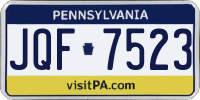PA license plate JQF7523