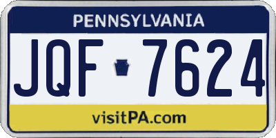 PA license plate JQF7624