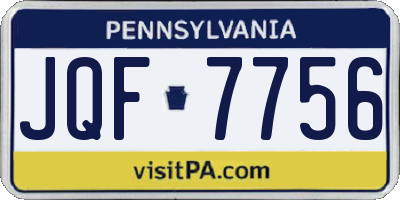PA license plate JQF7756