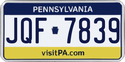 PA license plate JQF7839