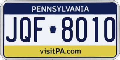 PA license plate JQF8010