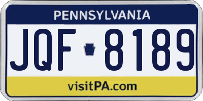 PA license plate JQF8189