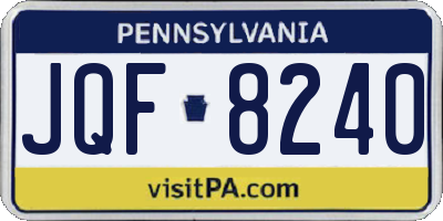 PA license plate JQF8240