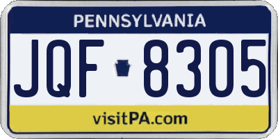 PA license plate JQF8305