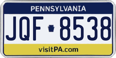 PA license plate JQF8538