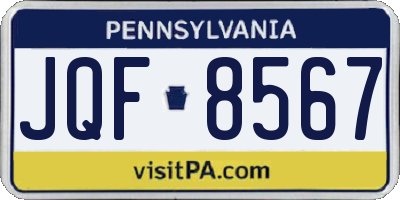 PA license plate JQF8567