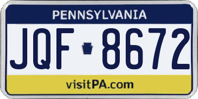 PA license plate JQF8672