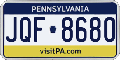 PA license plate JQF8680
