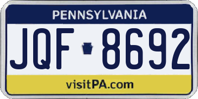 PA license plate JQF8692