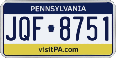 PA license plate JQF8751