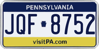 PA license plate JQF8752