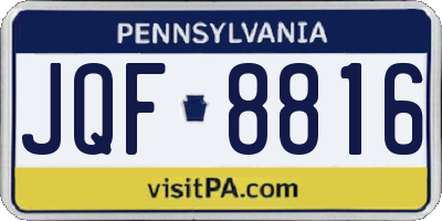 PA license plate JQF8816