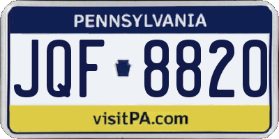 PA license plate JQF8820