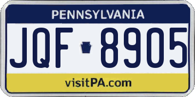 PA license plate JQF8905