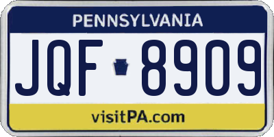PA license plate JQF8909