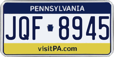 PA license plate JQF8945