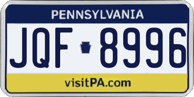 PA license plate JQF8996