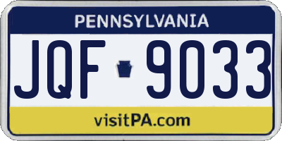 PA license plate JQF9033