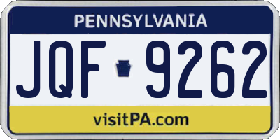 PA license plate JQF9262
