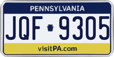 PA license plate JQF9305
