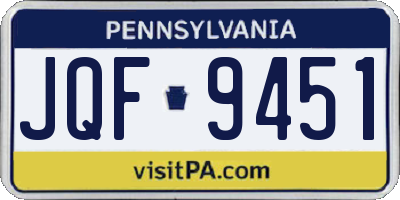 PA license plate JQF9451