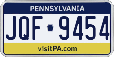 PA license plate JQF9454
