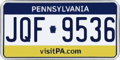 PA license plate JQF9536