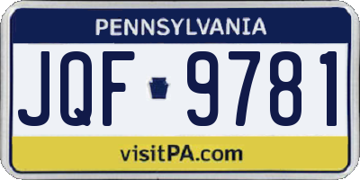 PA license plate JQF9781